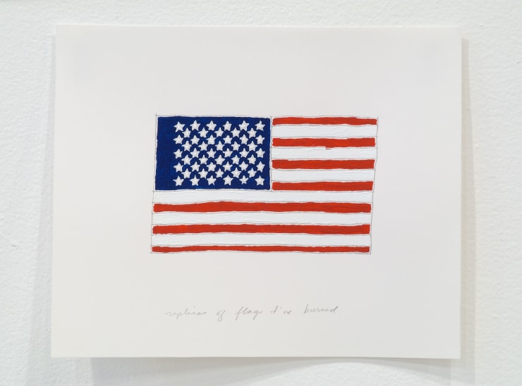 Joel Ross Replicas of Flags I've Burned #13, 2005 Flashe and graphite on paper 9 3/8 x 11 1/2 in. 23.81 x 29.21 x 0.0 cm