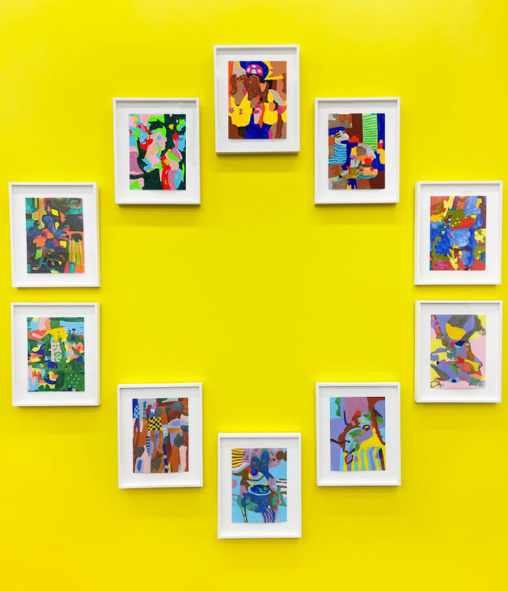 Candida Alvarez Sunny, 2023 Flashe paint and pencil on yupo paper 10 framed works, 16.5 x 13.5 in each 81 x 79 1/2 in (installed) 205.7 x 201.9 cm