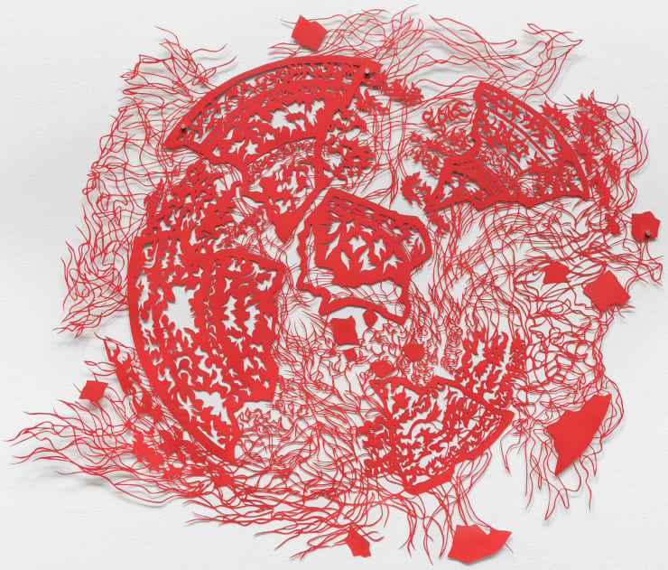 Antonius-Tín Bui There’s Nothing Left Here for You, 2022 hand-cut paper, ink, pencil, paint 33 x 37 1/4 in (framed) 83.8 x 94.6 cm 32 x 32 in (unframed dimensions) 85.1 x 81.3 cm