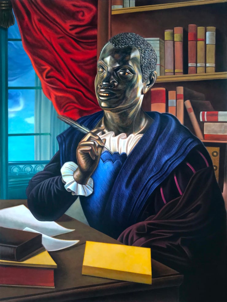 Kajahl Moment of Contemplation (Scholar), 2020 oil on canvas over panel 48 x 36 in 121.9 x 91.4 cm