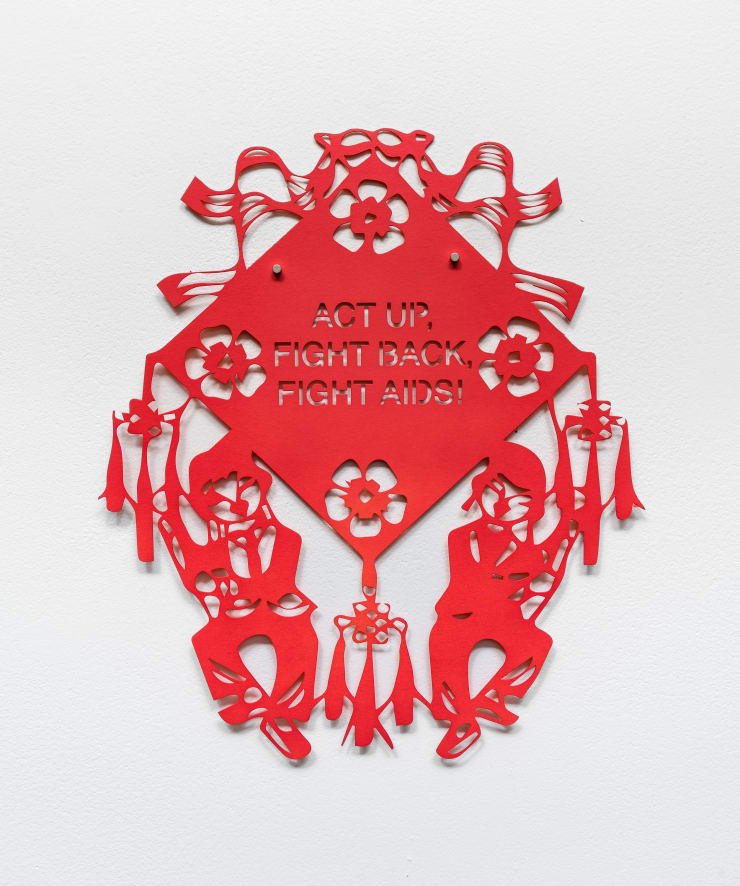 Antonius-Tín Bui Act Up, Flight Back, Fight AIDS!, 2019 hand and laser cut color paper 17 x 14 in 43.2 x 35.6 cm
