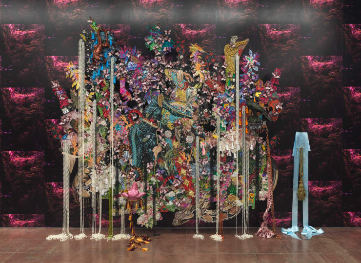 Ebony G. Patterson, ...in the lament...there is a nest...a bursting a...nourishing, 2021-22