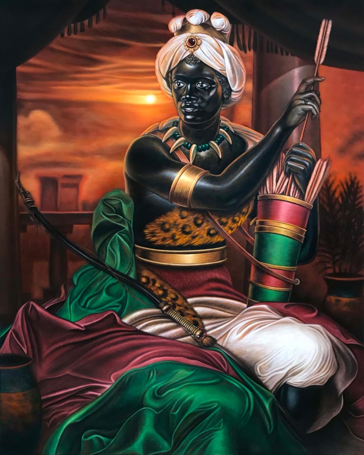 Kajahl Huntress Eclipse, 2020 oil on canvas over panel 60 x 48 in 152.4 x 121.9 cm