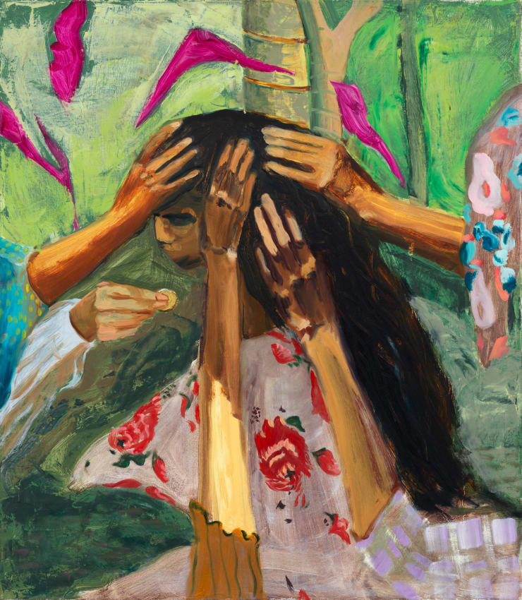 Maia Cruz Palileo A Thousand Arms Offered, 2019 oil on canvas 34 x 30 in. 86.4 x 76.2 cm