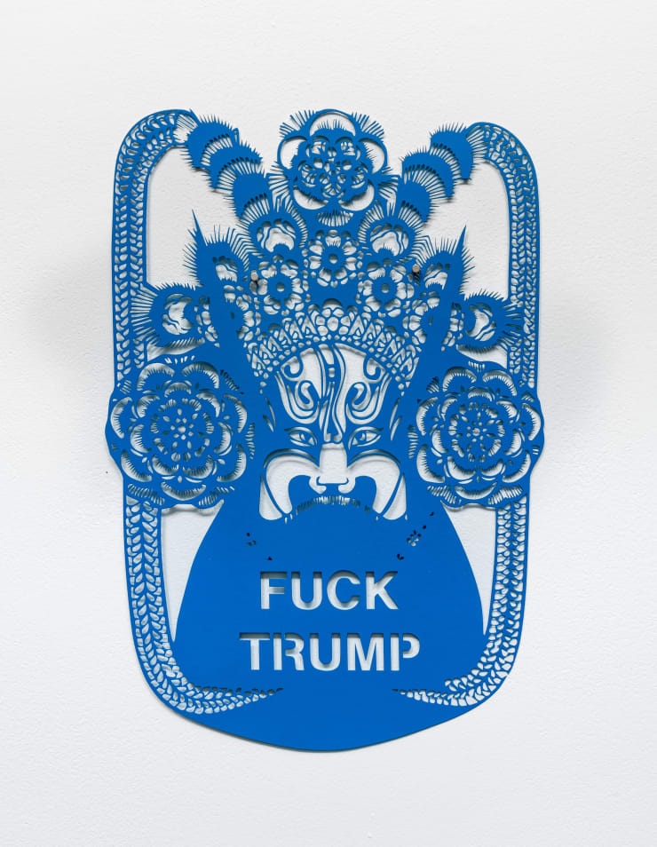 Antonius-Tín Bui Fuck Trump, 2019 hand and laser cut color paper 19 1/2 x 13 in 49.5 x 33 cm
