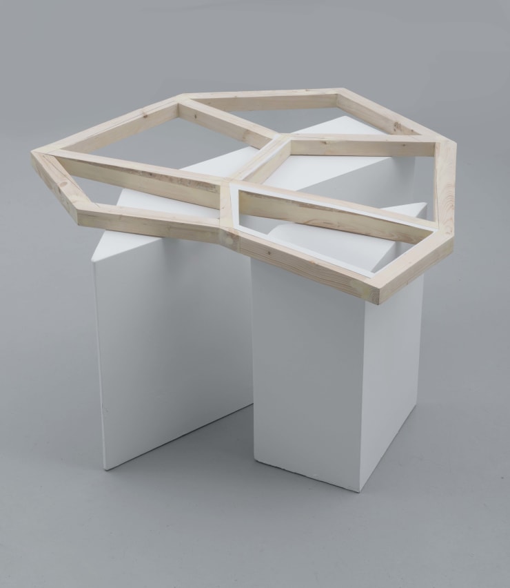 Karen Reimer Geometry in Outer Space or Heaven #29, 2014 Wood, graphite, acrylic 21 1/4 x 37 x 38 in. 53.98 x 93.98 x 96.52 cm