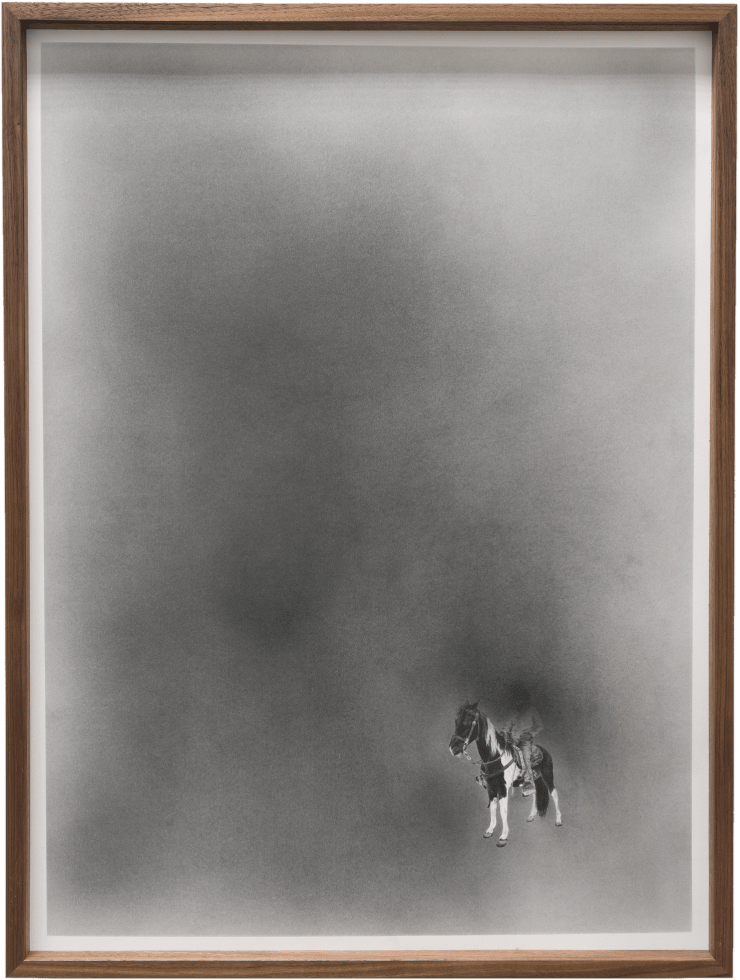 Nate Young In Black Untime No. 1, 2021 graphite on paper in artist-made oak frame 31 x 23 3/8 in 78.7 x 59.4 cm