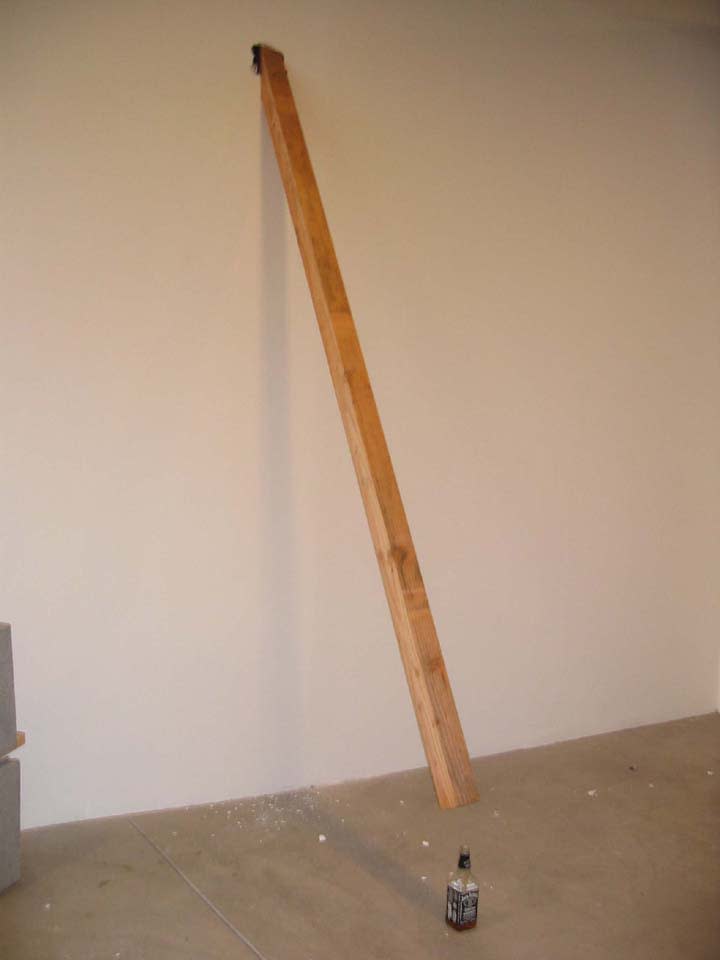 Rashid Johnson We Trust, 2005 birch wood and Jack Daniel's bottle 120 x 3 1/2 x 48 in. 304.8 x 8.89 x 121.92 cm