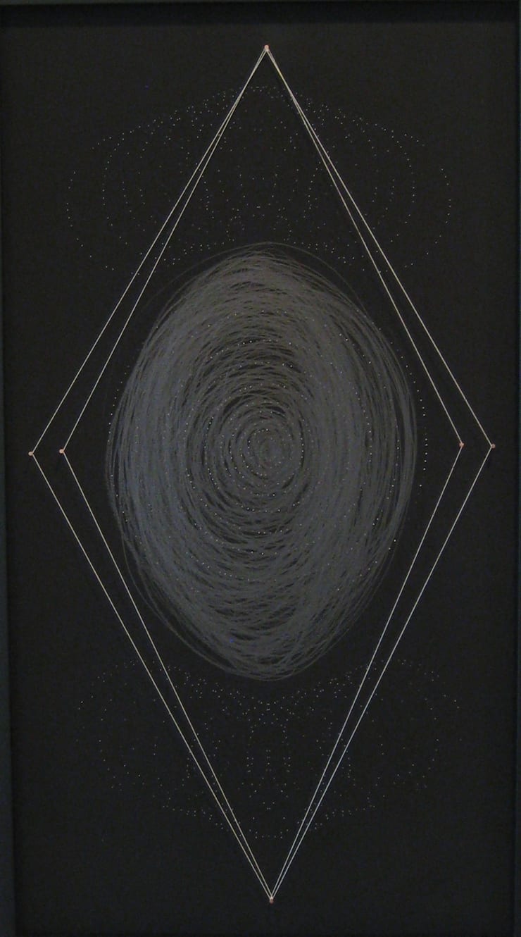 Sheree Hovsepian Mother's Little Helper, 2009 archival pigment print, graphite, string, and nails on board 31 x 17 1/2 in. 78.74 x 44.45 cm Notes: framed