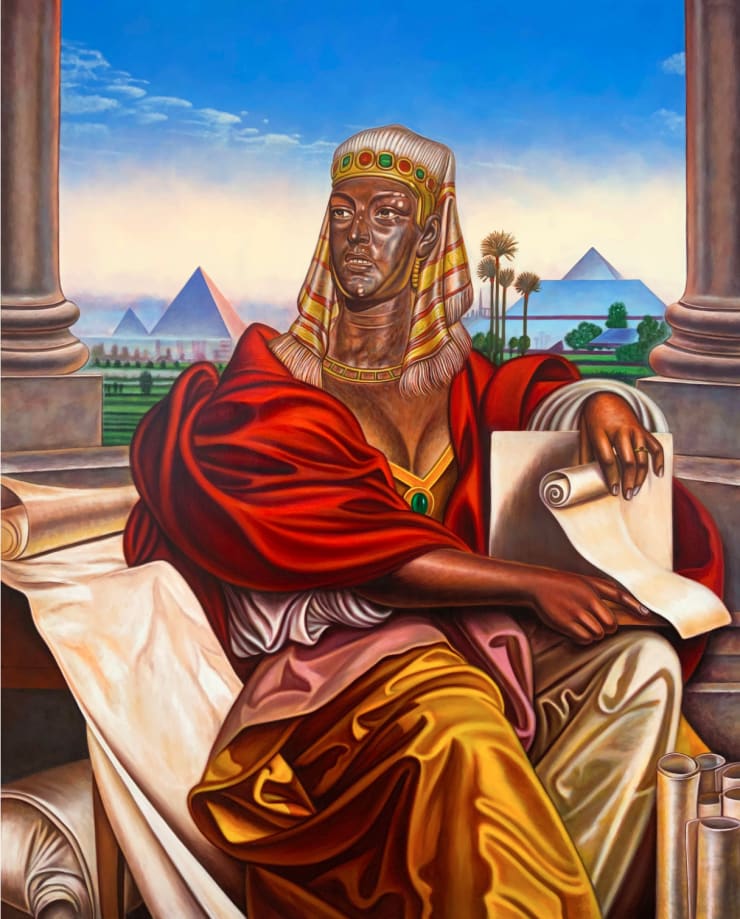 Kajahl, Muse in Palace Interior (Holding Scroll), 2021