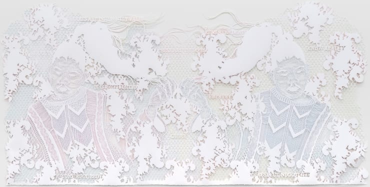 Antonius-Tín Bui theoriginalcalloutqueen, 2021 Hand-cut paper, ink, pencil, paint Framed dimensions: 56 x 106 in 142.2 x 269.2 cm