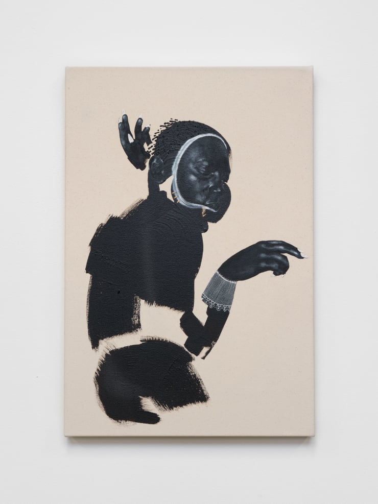 Braxton Garneau Antilles Lace V, 2025 asphalt and acrylic on canvas with ground pearl and marble dust 28 x 19 in 71.1 x 48.3 cm