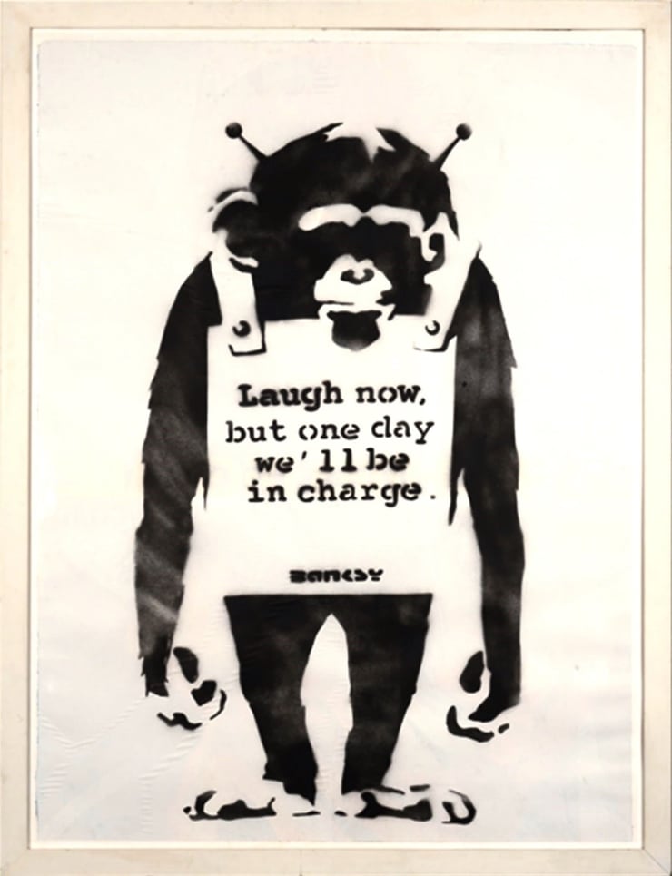 Banksy, "Laugh Now But One Day We´ll Be In Charge" ., 2001