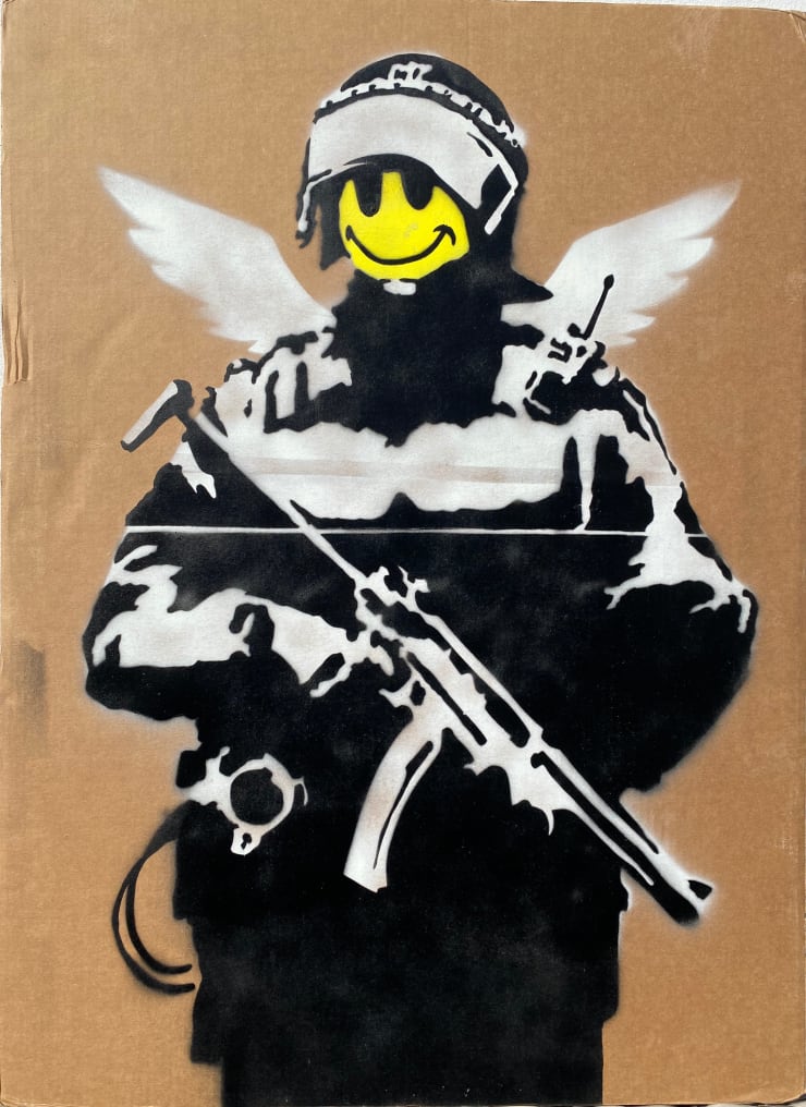 Banksy, "Smiling Copper aka Flying Copper" . (RESERVED), 2003