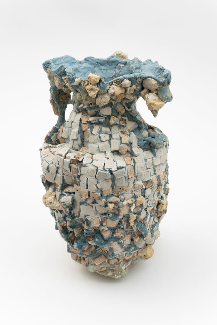 Masaomi Yasunaga Mosaic Vessel, 2023 Glaze, colored glaze, colored slip, slip, tile, kaolin 13 5/8 x 8 5/8 x 8 1/2 in 34.5 x 22 x 21.5 cm