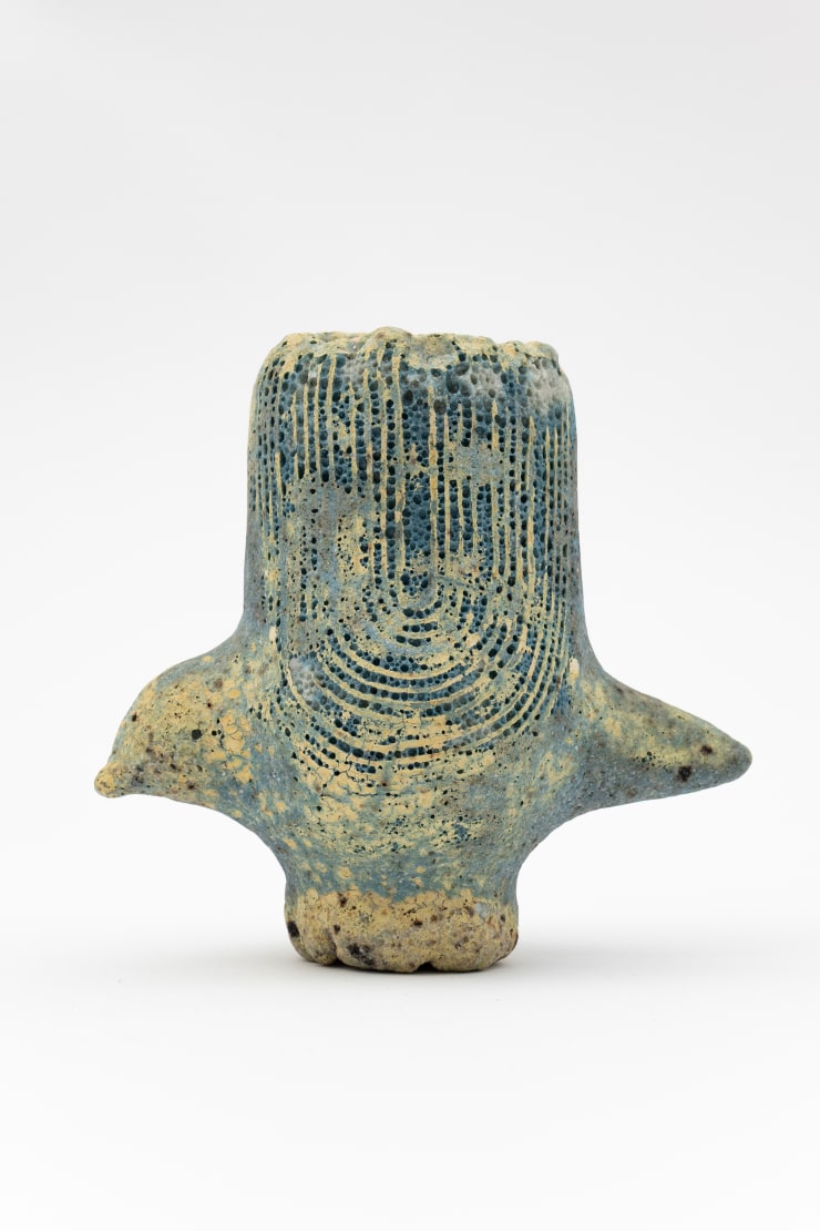 Masaomi Yasunaga Empty Creature, 2023 Glaze, colored glaze, titanium oxide 7 1/4 x 7 1/2 x 4 7/8 in 18.5 x 19 x 12.5 cm