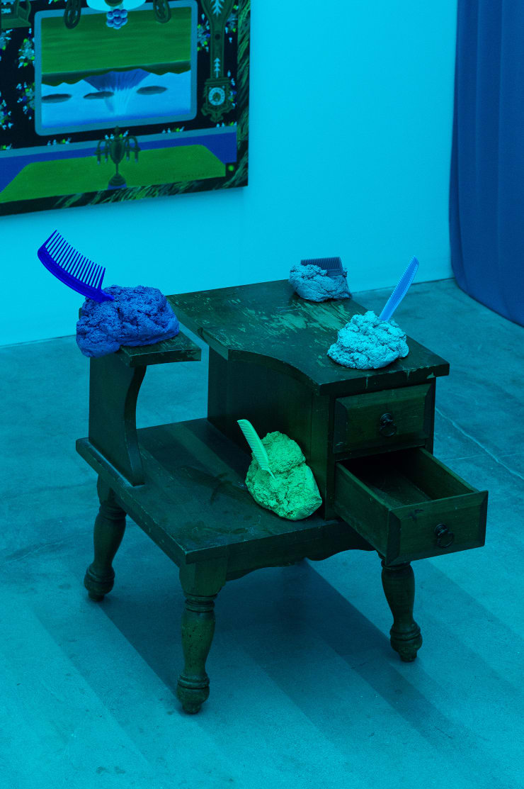 Takuro Tamayama Comb and Side Table, 2019 Comb, concrete, wood side table 845 x 685 x 787 mm 33-5/16 x 26-15/16 x 31 inch