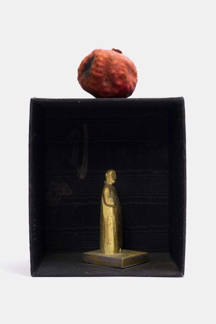 Kenzi Shiokava Untitled, n.d. Paperbox, plastic figurine, dried pomegranate 11 x 8 x 6 in 27.9 x 20.3 x 15.2 cm