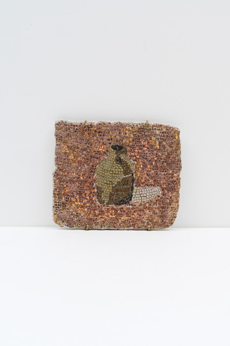 Masaomi Yasunaga Mosaic モザイク, 2025 Glaze, colored glaze, tile, plaster 釉薬, 色釉薬, タイル, 石膏 Brass wall hanging bracket 真鍮 壁掛け金具 8 5/8 x 10 1/4 x 3/4 in 22 x 26 x 2 cm