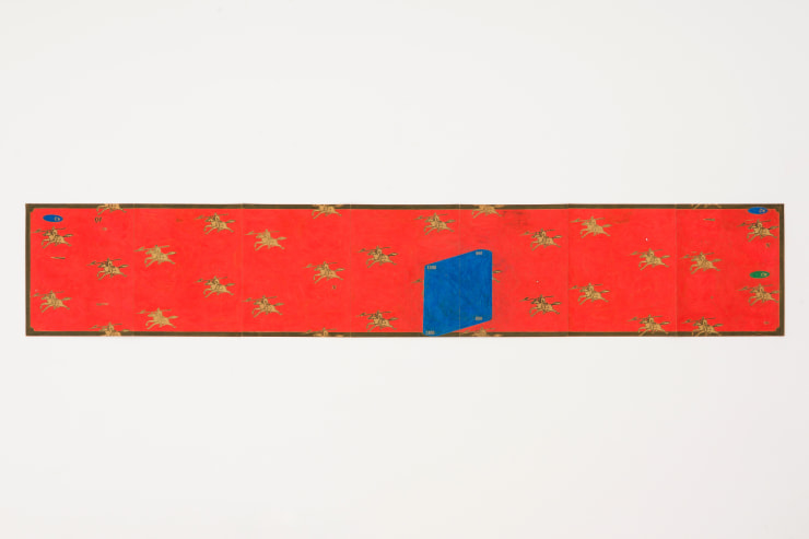 Toru Otani Orange Knight, 2015 Color pencil on abrasive paper, suite of seven sheets 11 1/8 x 63 in 28 x 160 cm