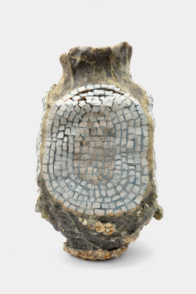 Masaomi Yasunaga Mosaic Vessel, 2023 Glaze, colored glaze, titanium oxide, tile, slip, kaolin 20 7/8 x 12 3/4 x 11 in 53 x 32.5 x 28 cm