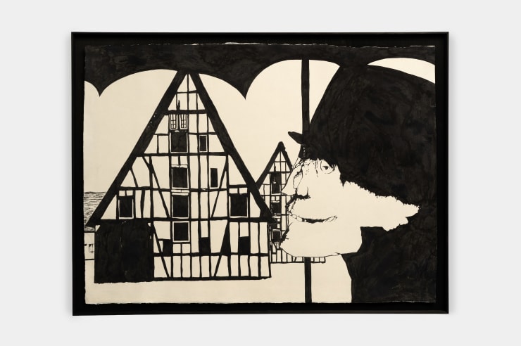 Adam Alessi Untitled, 2025 Sumi ink on Washi in artist's frame 28 3/4 x 38 1/4 in 73 x 97 cm