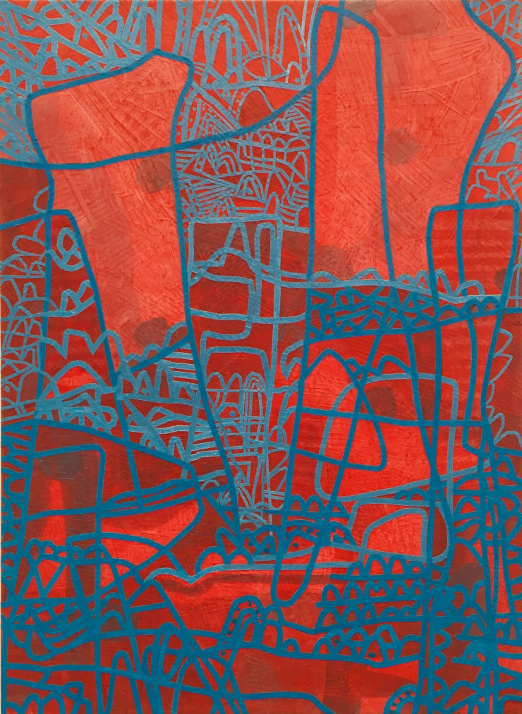 Amidst Stanley Chasm Morning Mist , 2022 Shredded classified documents, acrylic, rice paper on cotton duck 75 x 55 cm