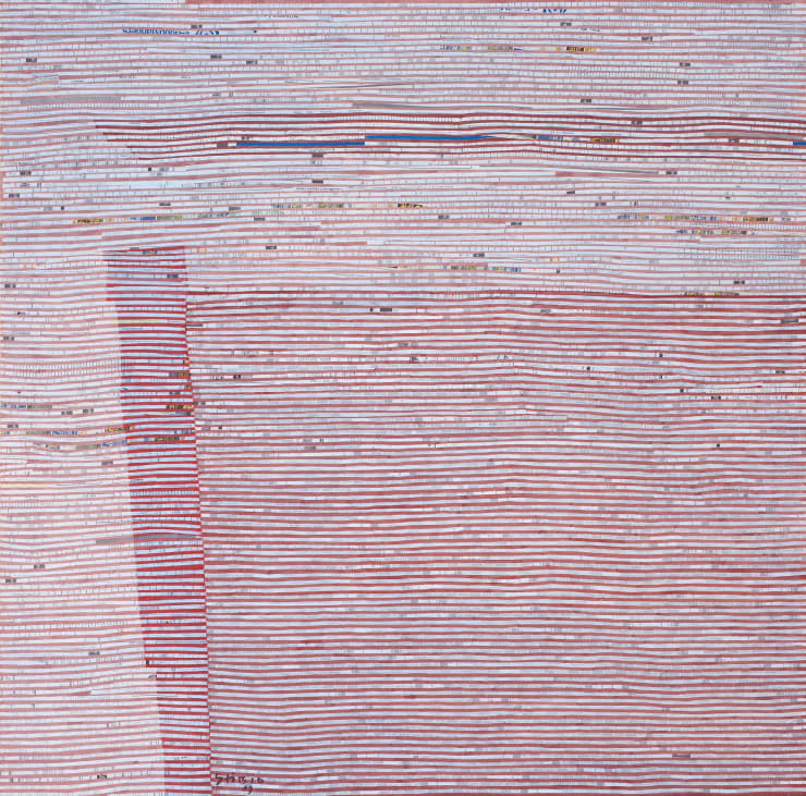 Sunset with Belinda #14, 2009 Shredded classified documents & natural pigments on rice paper 130 x 130 cm