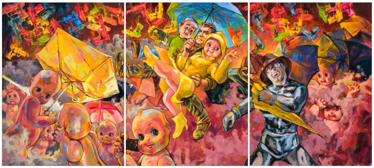 Singing in the rain, 2022 Acrylic on canvas 273 x 122 cm