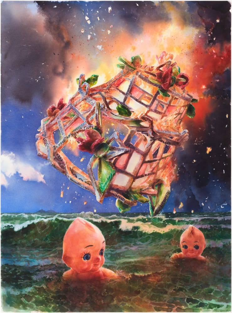 Mike Green, Midnight Swim, Safety Beach, 2012, watercolour, 130 x 98cm