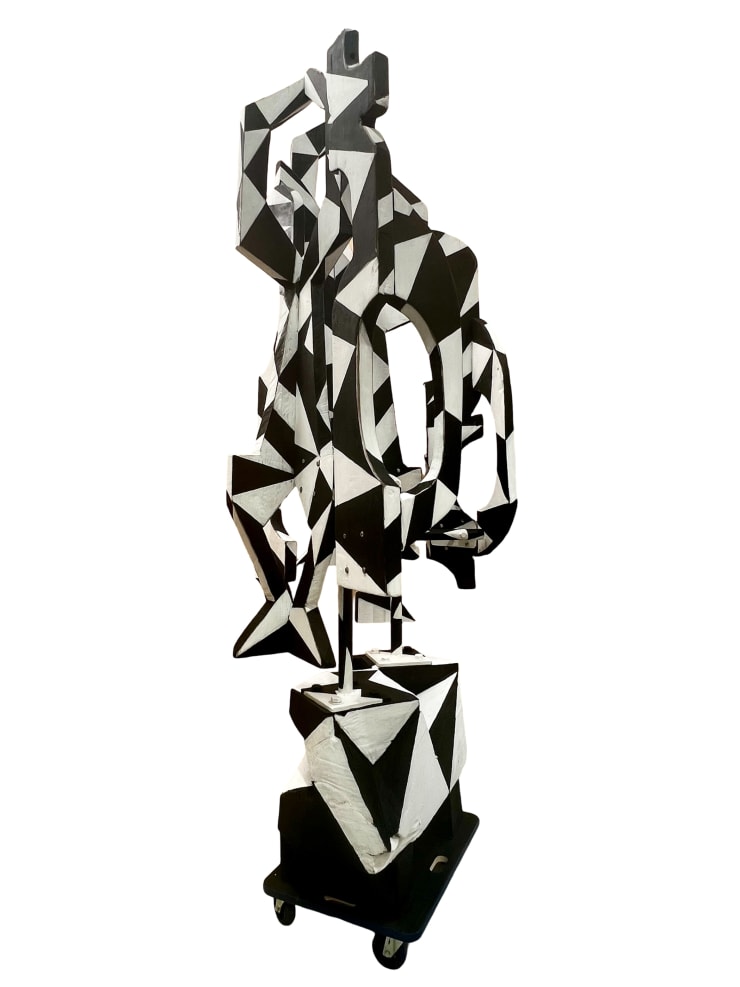 Unfolfing Space, 2022 Painted western red cedar, steel and stainless steel mirror and hardware. timber stain, pigments and acrylic paint. 280 x 120 x 100 cm