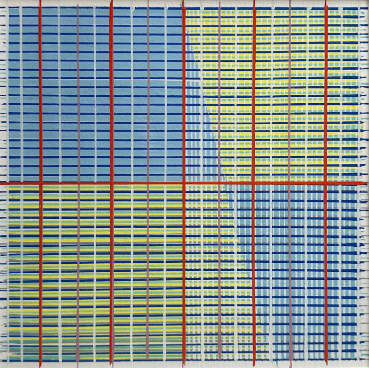 Helen Ireland, Grid Series - Cobalt Turquoise / Cadmium Scarlet, 2018