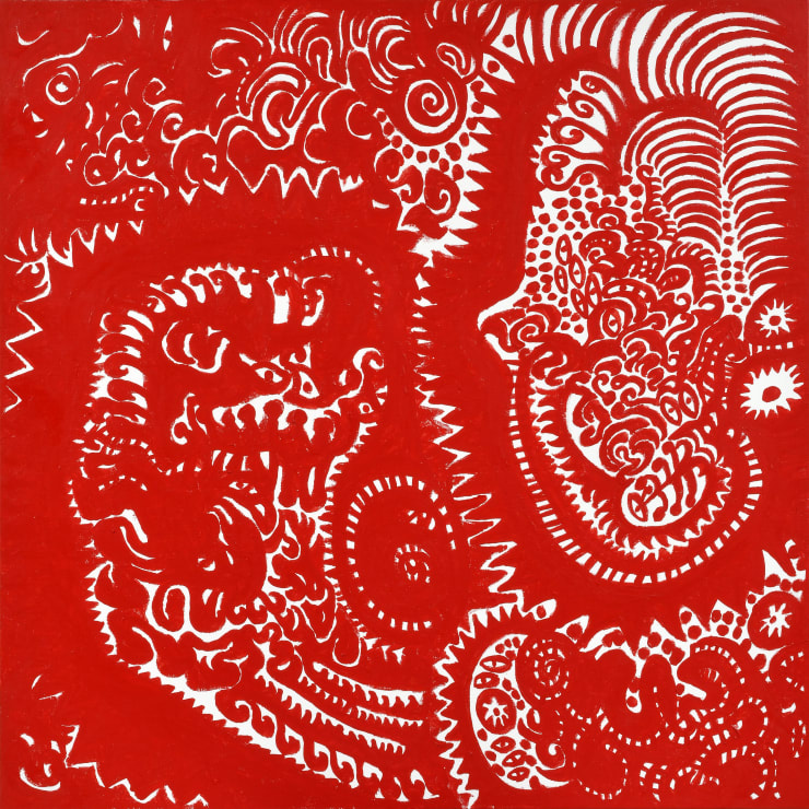 Yayoi Kusama MY DREAM DYED RED, 2020 Acrylic on canvas 100 x 100 cm