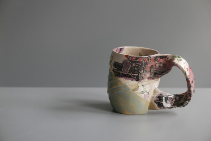 Carol McNicoll, Cup with transfer prints