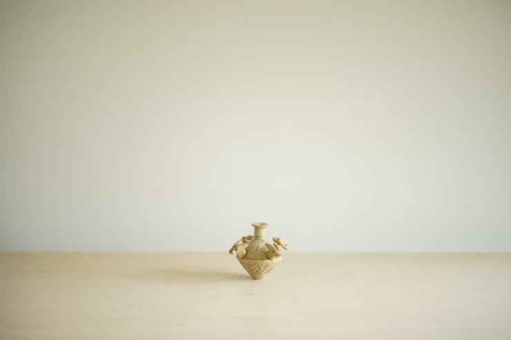 Ian Godfrey, Ochre Bottle with Four Foxes, c. 1970s