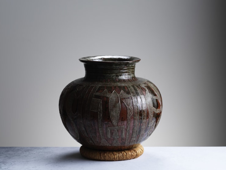 Water Jar, c. 1960s by Ladi Kwali Kindly loaned by Keith Seeley for our exhibition Pioneering Women (14 Feb - 1 May 2021). NFS