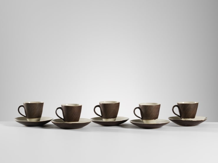 Lucie Rie, Five Cups and Saucers, 1956