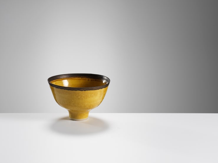 Lucie Rie, Yellow Bowl with Bronze Rim