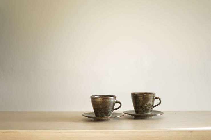 Leach Pottery, Pair of Cups and Saucers, c. 1960s