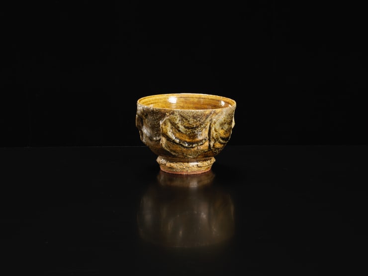 Kawai Kanjiro, Yellow Bowl with Brush Stroke Pattern