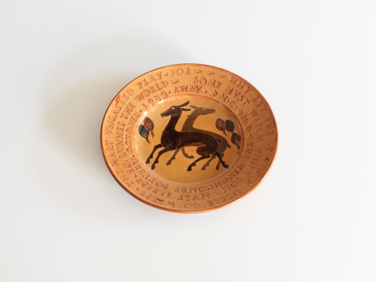 Michael Cardew, Charger, decorated by Henry Bergen, 1932