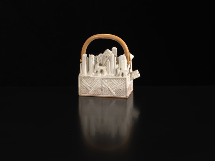 Ian Godfrey, Rectangular Teapot with Cane Handle, C1970s