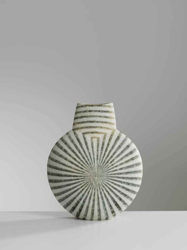 John Ward, Monumental White Vessel with green stripes, 2000