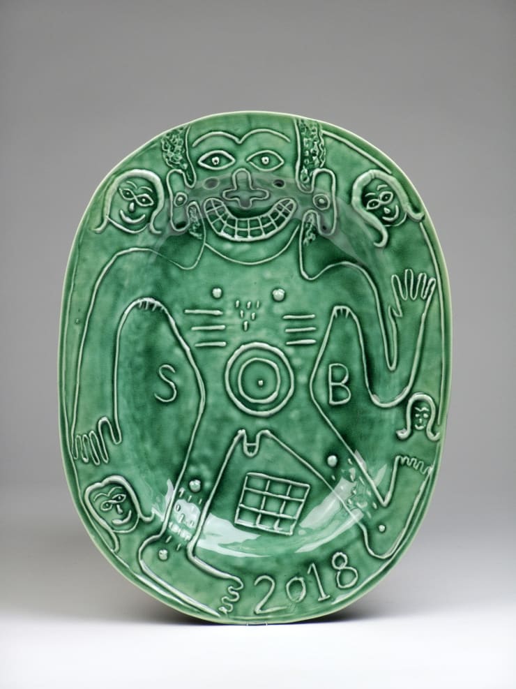 Stephen Bird, Relief Plate with Man 2, 2018