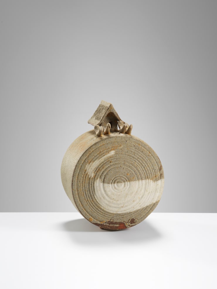 Ian Godfrey, Large barrel with house and birds, c. 1975