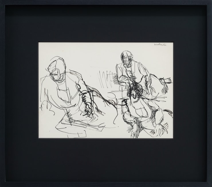 Toss Woollaston, Enfys Graham (three seated figures on floor), c1957