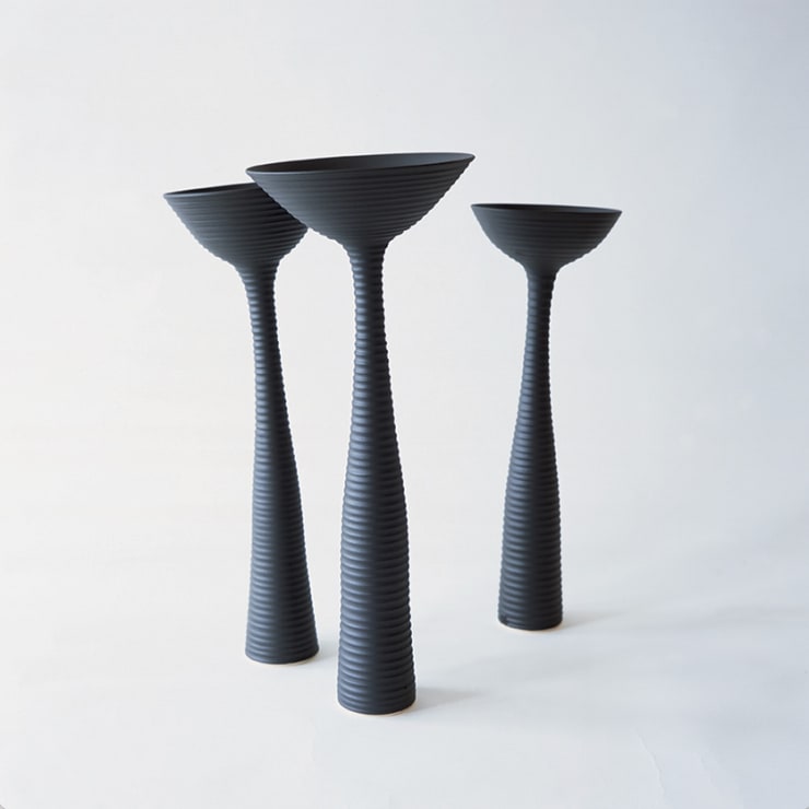 Vivienne Foley (Ceramics & Bronze), Black Ridged Flowers, 2006