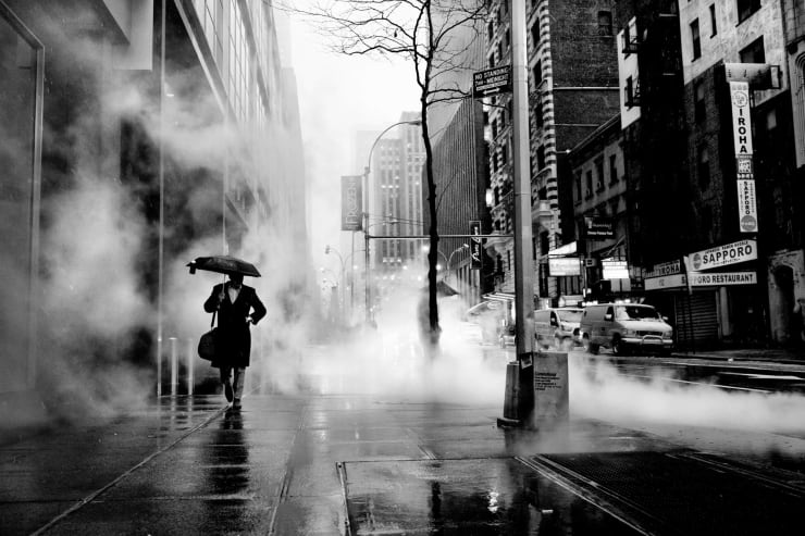 PHIL PENMAN, WALKING IN MIDTOWN, NEW YORK, 2018