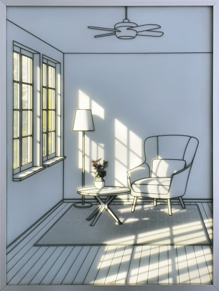 Hwang Seontae The Space with Sunshine, 2021 Tempered Glass, Sandblast & LED Backlit 67 x 50 x 4 cm 26.5 x 19.5 x 1.5 in