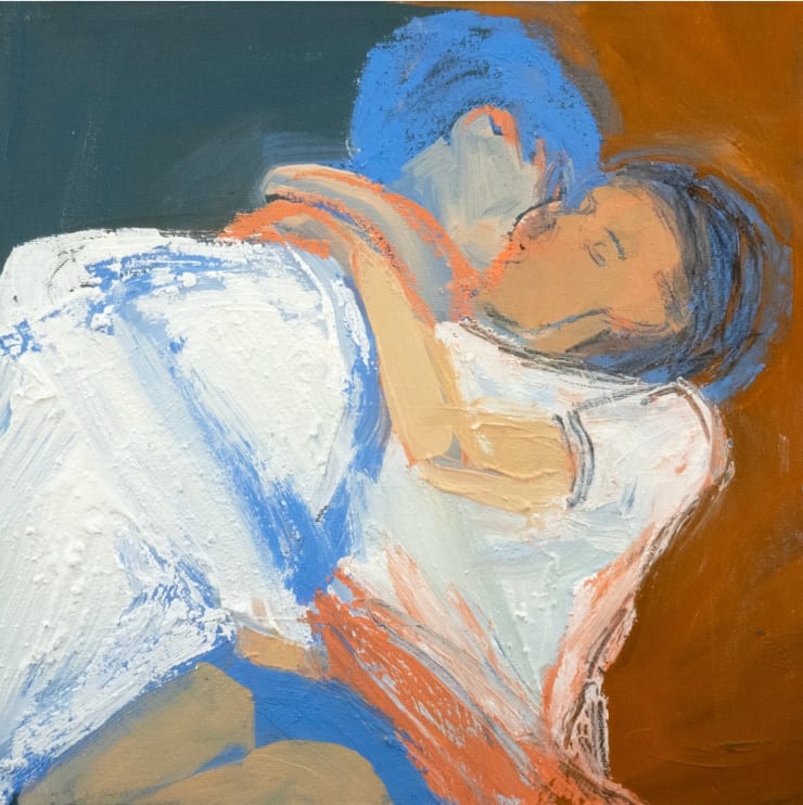 She Doesn't Want To - A, Bob Carlos Clarke, 2024 Oil and oil stick on canvas 30.5 x 30.5 cm 12 x 12 in